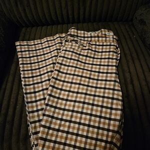 Cato Brown & White Plaid Wide Leg Pants